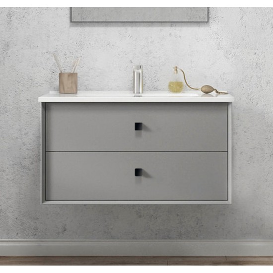 FH 900x450x550mm Grey Wall Hung Plywood Vanity with Ceramic Basin